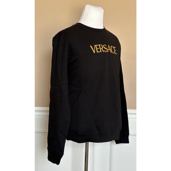 Versace Gold Versace Embroidered Women's Sweatshirt Black 10 US (44 Eu) A89572S